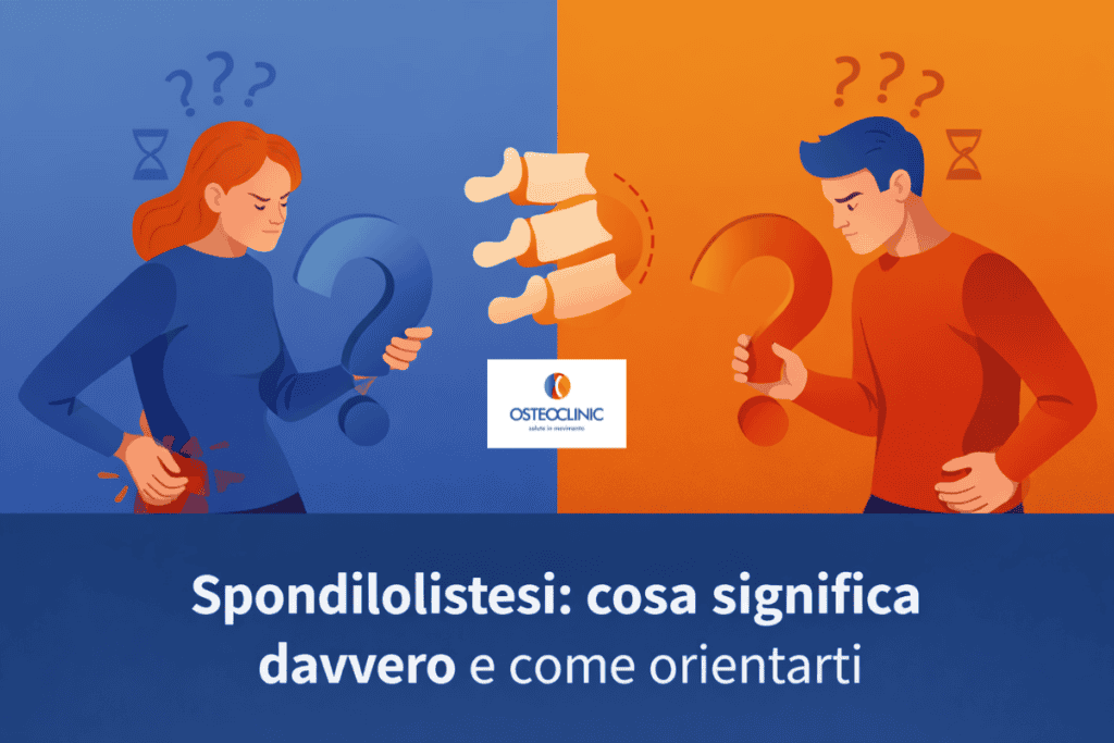 Spondilolistesi: persona con mal di schiena e dubbio su cosa significhi il referto e cosa fare